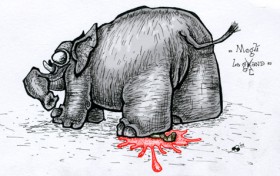 Dessin Mowgli écrasé par un éléphant